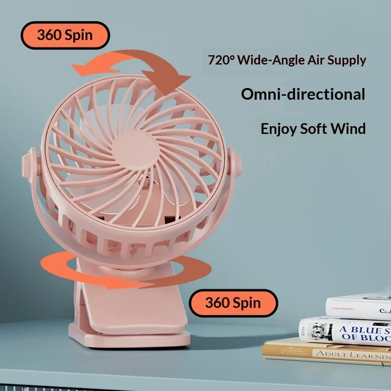 Portable Rechargeable Clip Stroller Fan