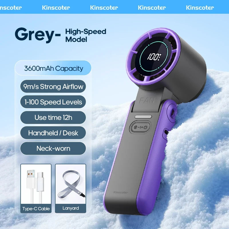 Portable Handheld Turbo Fan USB Rechargeable with Ice Cooling Function