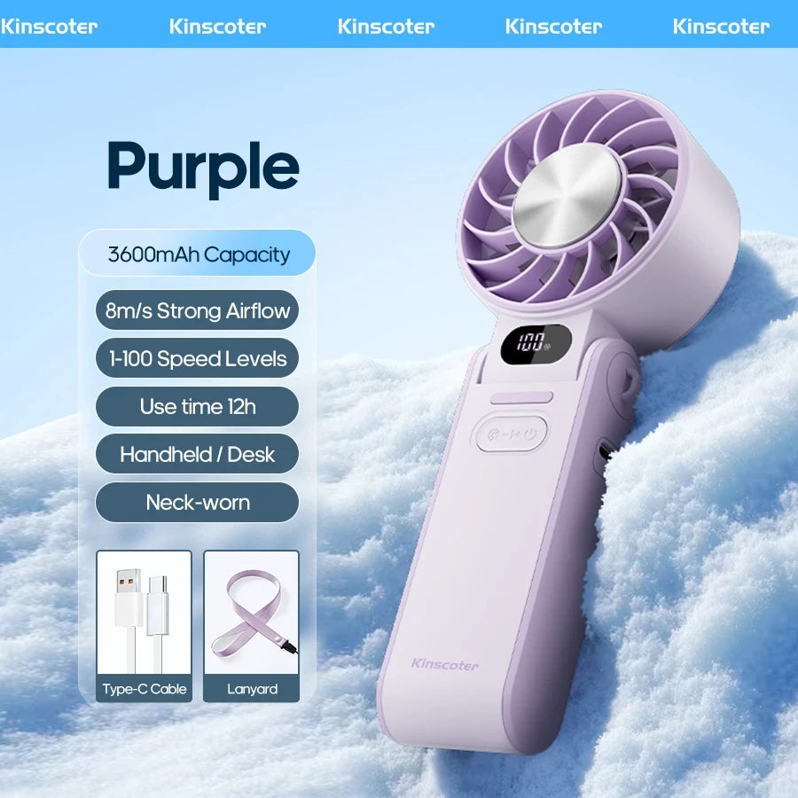 Portable Handheld Turbo Fan USB Rechargeable with Ice Cooling Function
