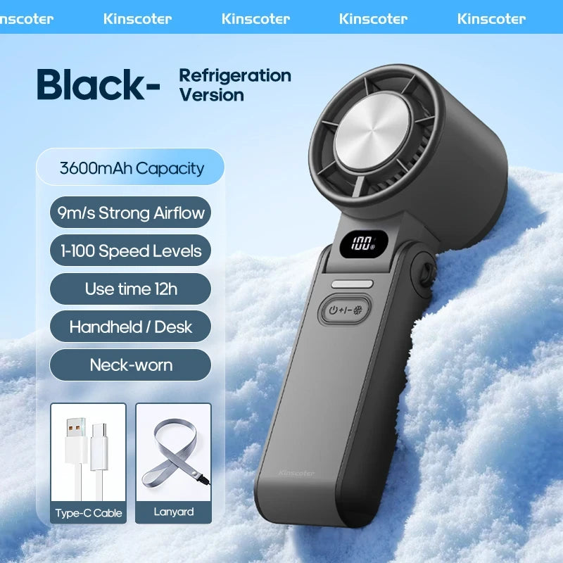 Portable Handheld Turbo Fan USB Rechargeable with Ice Cooling Function