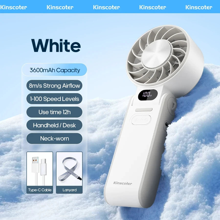 Portable Handheld Turbo Fan USB Rechargeable with Ice Cooling Function