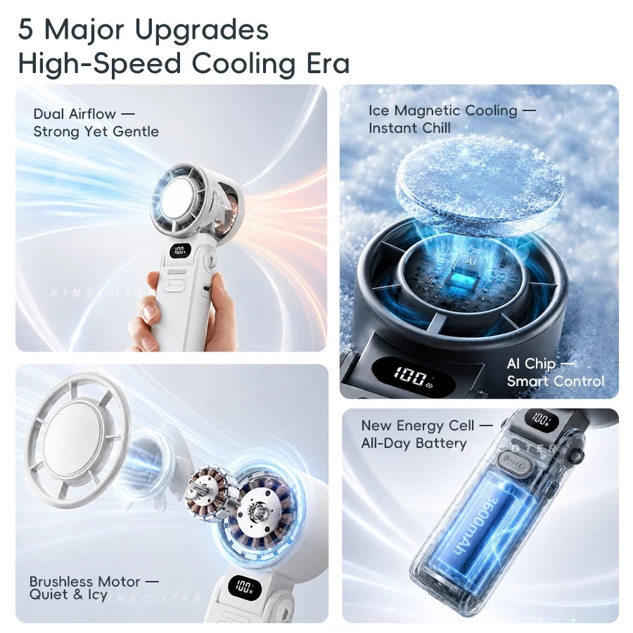 Portable Handheld Turbo Fan USB Rechargeable with Ice Cooling Function