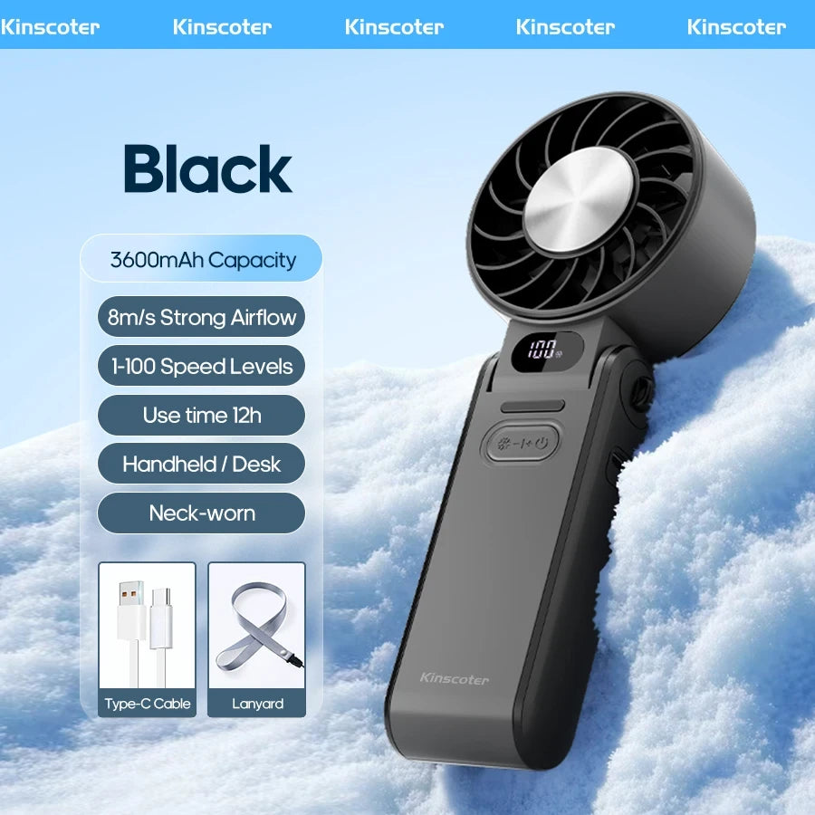 Portable Handheld Turbo Fan USB Rechargeable with Ice Cooling Function