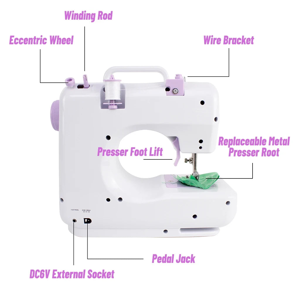 Portable Electric Sewing Machine Beginner Mini Handheld Sewing Tool US EU Plug