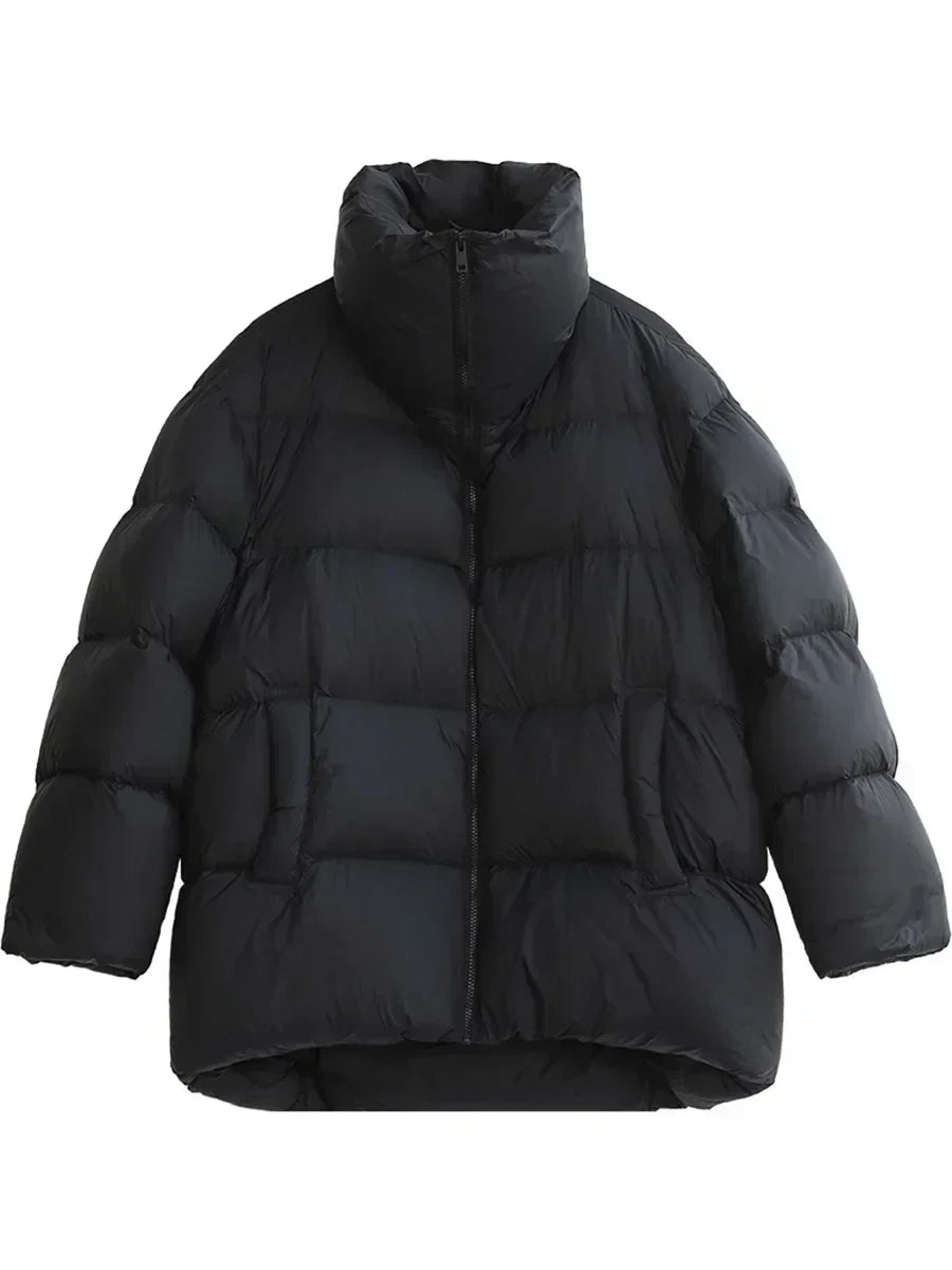 Women's Long Down Jacket Lightweight Winter Coat Chic Ven Black Light Green
