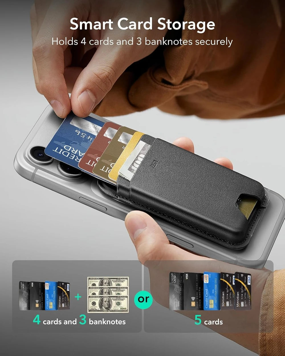 Magnetic Vegan Leather Card Wallet