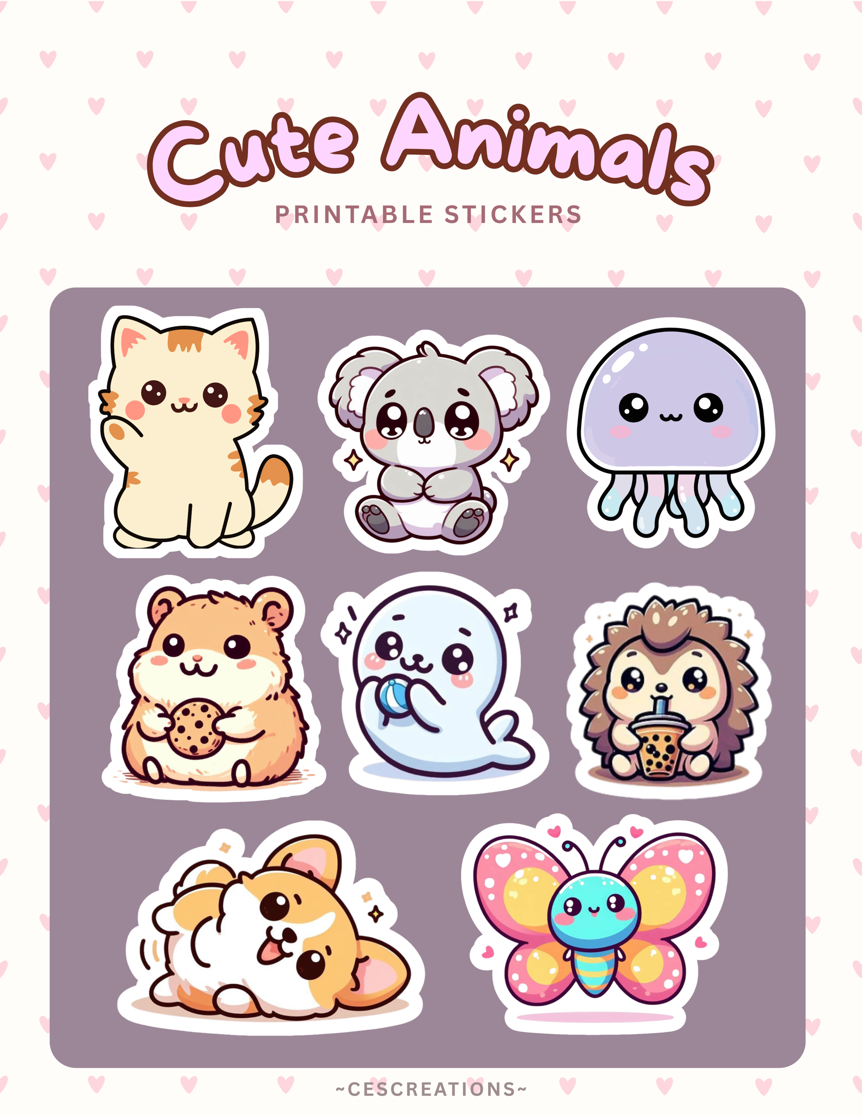 25-Page Themed Stickers Collection - printable digital sticker sheet