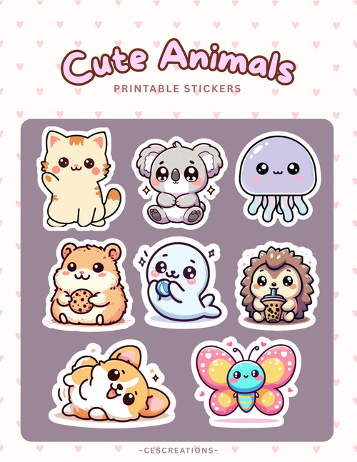 25-Page Themed Stickers Collection - printable digital sticker sheet