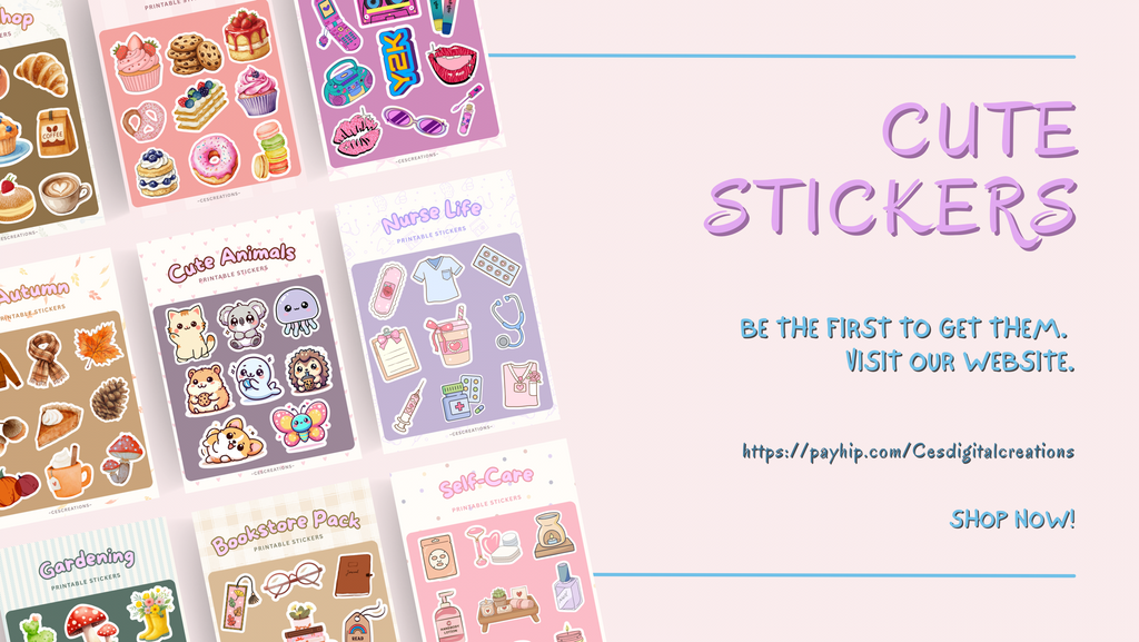 25-Page Themed Stickers Collection - printable digital sticker sheet