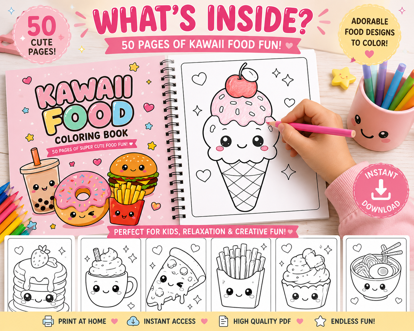 50-Page Kawaii Food Coloring Book