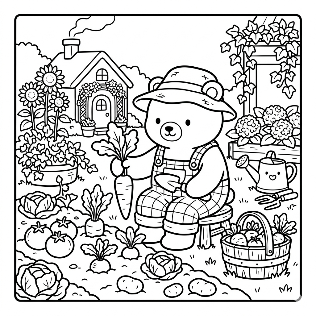 Cozy Kawaii Coloring Book – 50 Pages Ready to Print (8.5x8.5 in)