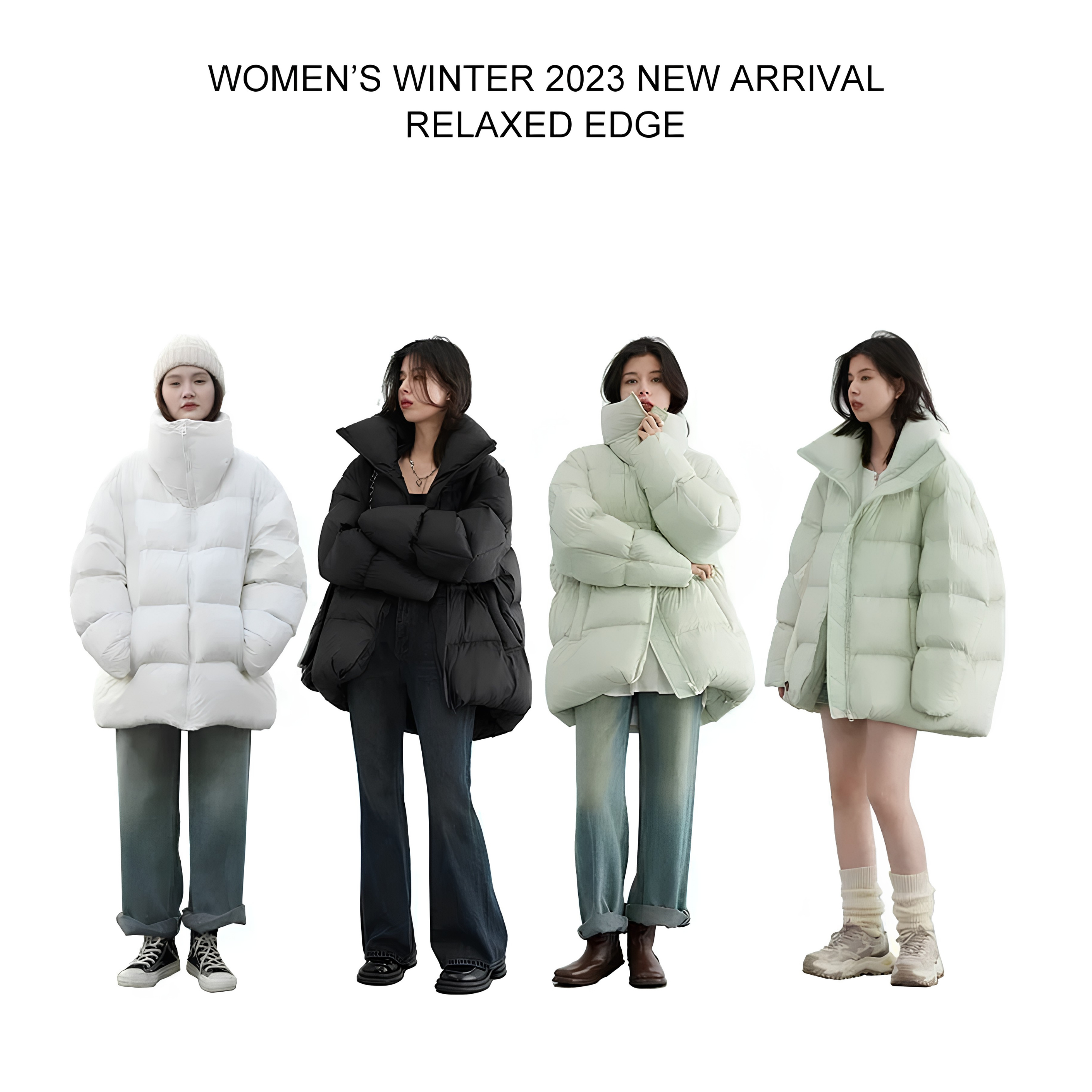 Women's Long Down Jacket Lightweight Winter Coat Chic Ven Black Light Green