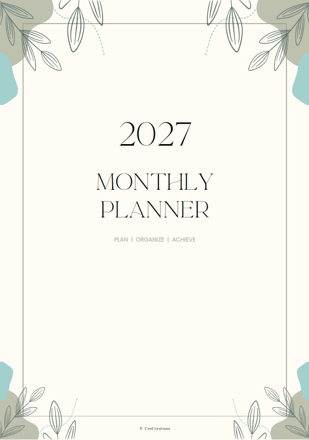 Green Sage Minimal Monthly Planner 2027