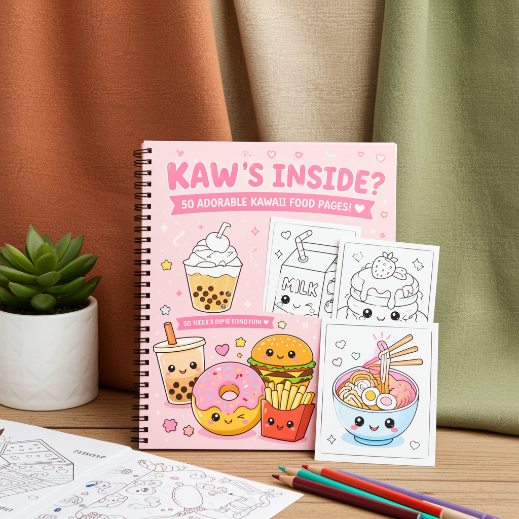 50-Page Kawaii Food Coloring Book